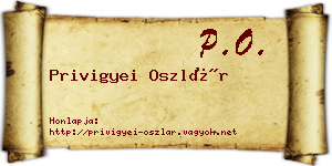 Privigyei Oszlár névjegykártya